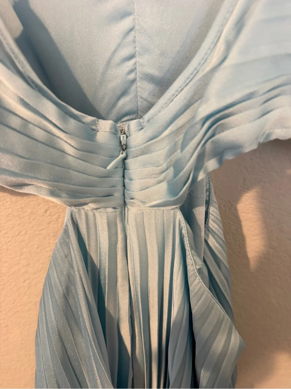 Abercrombie & Fitch Sky Blue Pleated V-Neck Maxi Dress